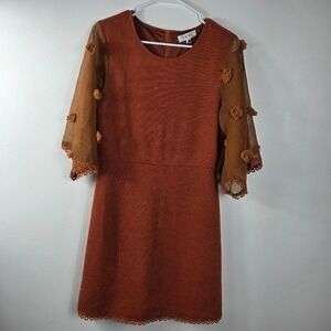Anthropology THML  Roolee Cordero Dress Sheer Sleeve Puff M‎